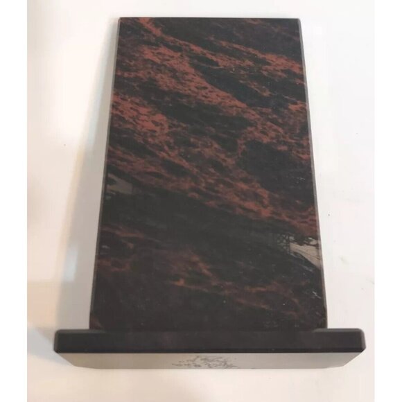 Celtic Cross Silver Print on Glass 6" Stand Mahogany Obsidian ? Alter Safe Space - Picture 2 of 13